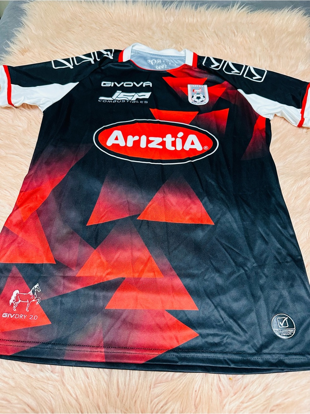 Men’s Black & Red Geometric Soccer Jersey